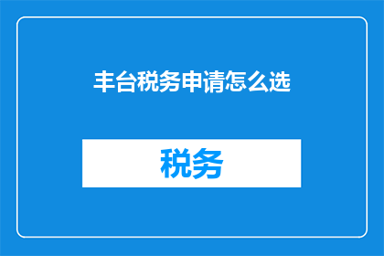 丰台税务申请怎么选
