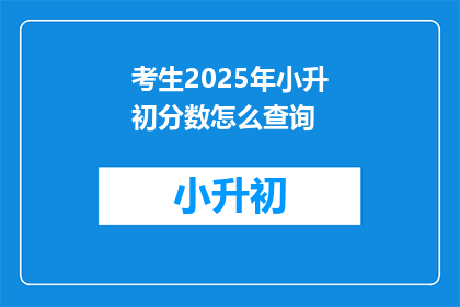 考生2025年小升初分数怎么查询