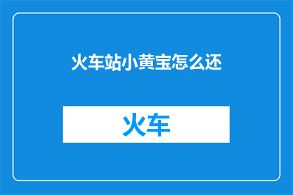火车站小黄宝怎么还
