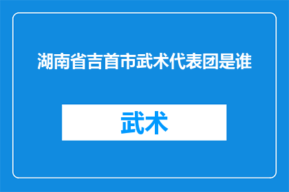湖南省吉首市武术代表团是谁