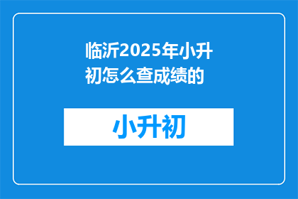 临沂2025年小升初怎么查成绩的
