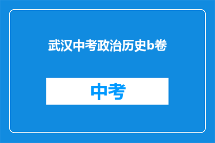 武汉中考政治历史b卷