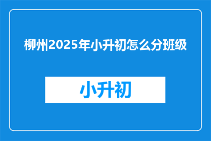 柳州2025年小升初怎么分班级