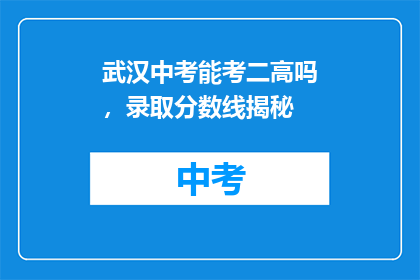 武汉中考能考二高吗，录取分数线揭秘