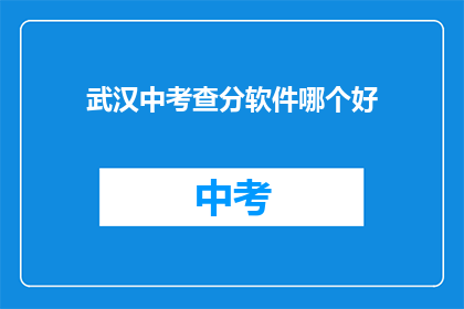 武汉中考查分软件哪个好