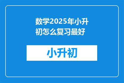 数学2025年小升初怎么复习最好