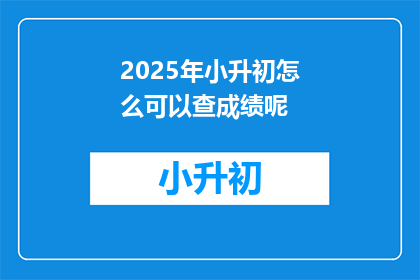 2025年小升初怎么可以查成绩呢