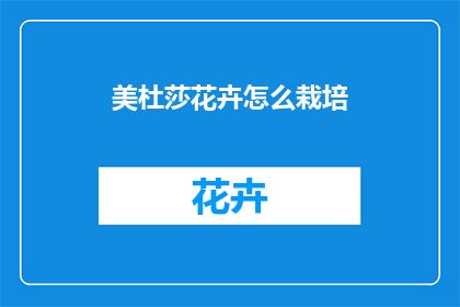 美杜莎花卉怎么栽培