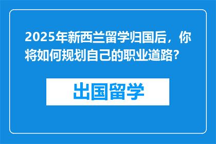 2025年新西兰留学归国后，你将如何规划自己的职业道路？
