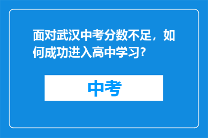 面对武汉中考分数不足，如何成功进入高中学习？