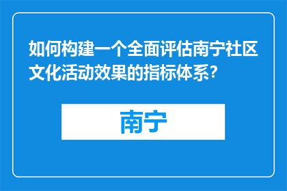 如何构建一个全面评估南宁社区文化活动效果的指标体系？
