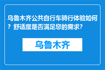 乌鲁木齐公共自行车骑行体验如何？舒适度是否满足您的需求？