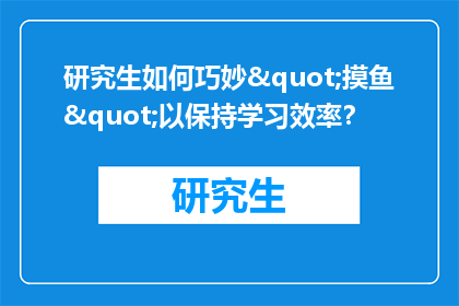 研究生如何巧妙"摸鱼"以保持学习效率？