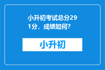 小升初考试总分291分，成绩如何？