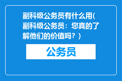 副科级公务员有什么用(副科级公务员：您真的了解他们的价值吗？)