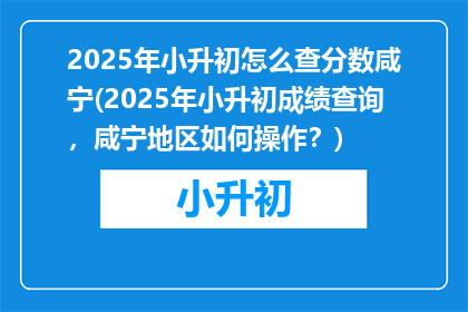 2025年小升初怎么查分数咸宁(2025年小升初成绩查询，咸宁地区如何操作？)