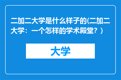 二加二大学是什么样子的(二加二大学：一个怎样的学术殿堂？)