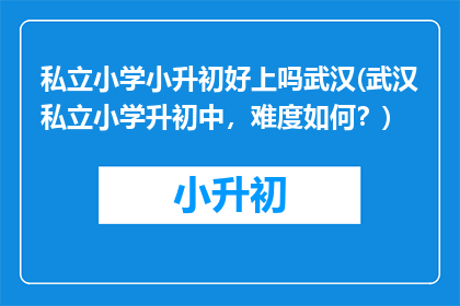 私立小学小升初好上吗武汉(武汉私立小学升初中，难度如何？)