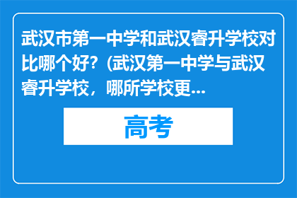 武汉市第一中学和武汉睿升学校对比哪个好？(武汉第一中学与武汉睿升学校，哪所学校更胜一筹？)
