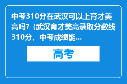 中考310分在武汉可以上育才美高吗？(武汉育才美高录取分数线310分，中考成绩能否入读？)