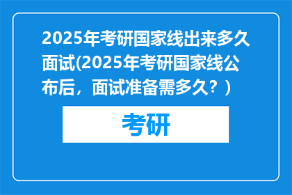 2025年考研国家线出来多久面试(2025年考研国家线公布后，面试准备需多久？)