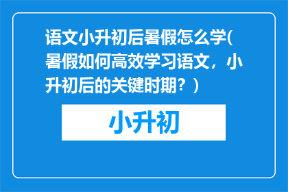 语文小升初后暑假怎么学(暑假如何高效学习语文，小升初后的关键时期？)
