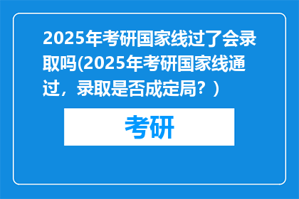 2025年考研国家线过了会录取吗(2025年考研国家线通过，录取是否成定局？)