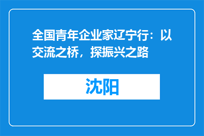 全国青年企业家辽宁行：以交流之桥，探振兴之路