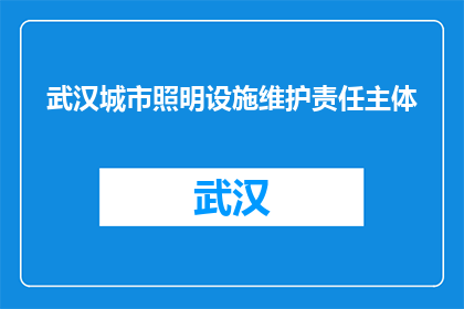 武汉城市照明设施维护责任主体(武汉城市照明设施维护责任主体是什么？)