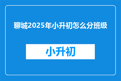 聊城2025年小升初怎么分班级