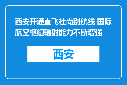 西安开通直飞杜尚别航线 国际航空枢纽辐射能力不断增强