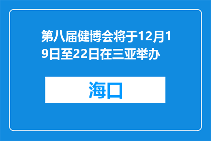 第八届健博会将于12月19日至22日在三亚举办