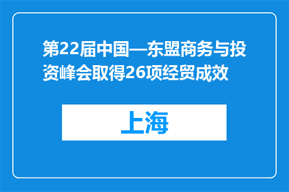 第22届中国—东盟商务与投资峰会取得26项经贸成效