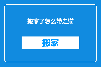 搬家了怎么带走猫(搬家时如何妥善处理猫？)
