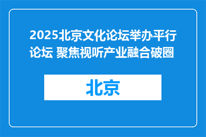 2025北京文化论坛举办平行论坛 聚焦视听产业融合破圈