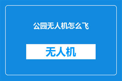 公园无人机怎么飞(如何操作公园无人机？)