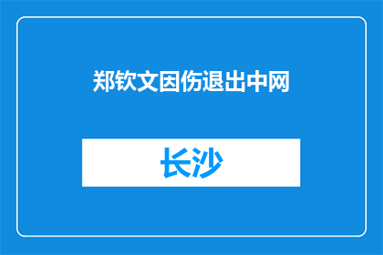 郑钦文因伤退出中网