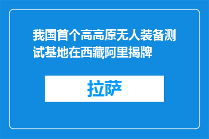 我国首个高高原无人装备测试基地在西藏阿里揭牌