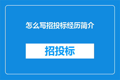 怎么写招投标经历简介