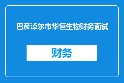 巴彦淖尔市华恒生物财务面试