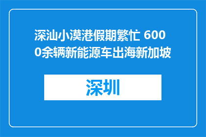 深汕小漠港假期繁忙 6000余辆新能源车出海新加坡
