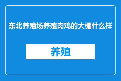 东北养殖场养殖肉鸡的大棚什么样(东北养殖场的肉鸡大棚长什么样？)