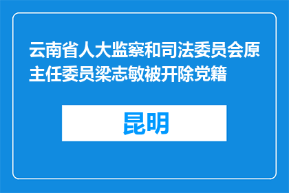 云南省人大监察和司法委员会原主任委员梁志敏被开除党籍