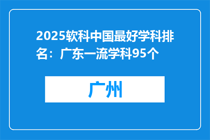2025软科中国最好学科排名：广东一流学科95个