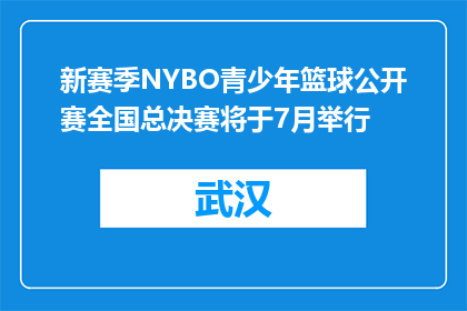 新赛季NYBO青少年篮球公开赛全国总决赛将于7月举行