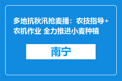 多地抗秋汛抢麦播：农技指导+农机作业 全力推进小麦种植