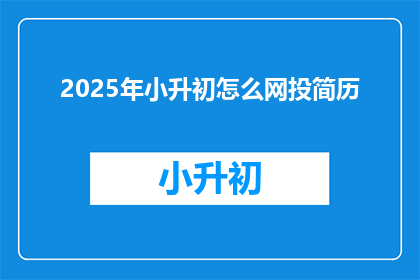 2025年小升初怎么网投简历