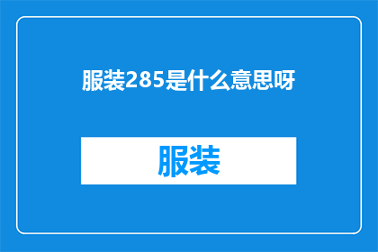 服装285是什么意思呀