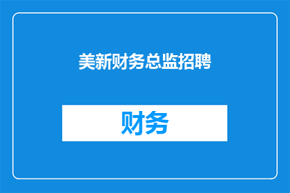 美新财务总监招聘