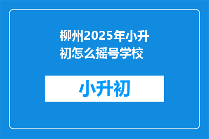 柳州2025年小升初怎么摇号学校